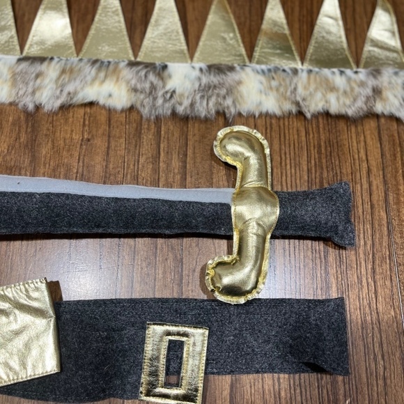 NEW Oh Baby! Crown Sword Belt Kid Toddler Felt Faux Fur Gold Grey Cream Costume - Picture 3 of 14